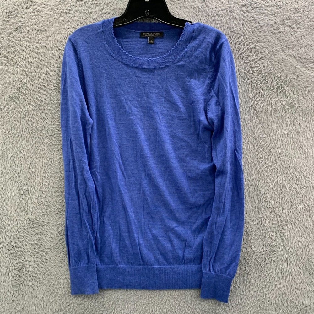 Banana Republic Sweater Mens Size Large Pullover Sweatshirt Merino Wool Blue